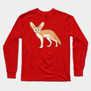 Fennec fox cartoon illustration Long Sleeve T-Shirt